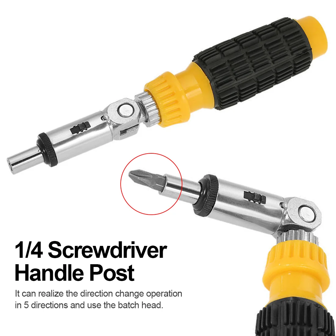 1pc Yellow Handle Screwdriver Ratchet Multi-functional Portable Wrench Handle Hexagonal Screw Driver 0~180 Switch
1pc Yellow Handle Screwdriver Ratchet Multi-functional Portable Wrench Handle Hexagonal Screw Driver 0~180 Switch