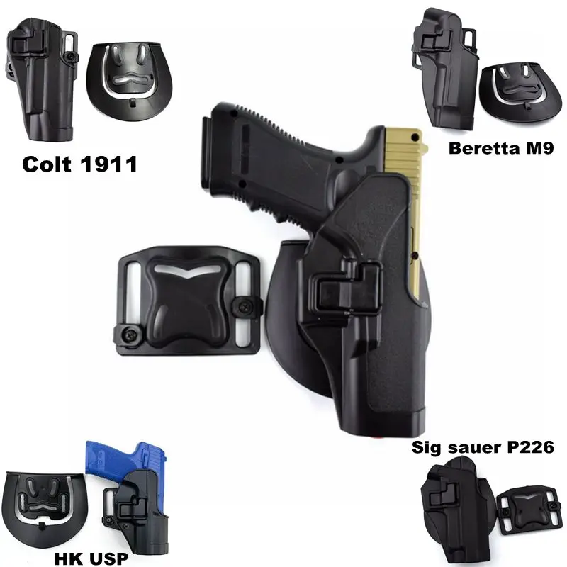 

Glock 17/HK USP/1911/P226/ M9 Tactical Gun Holster Hunting Airsoft Pistol Outdoor Belt Waist Gun Holster Left / Right Hand Black