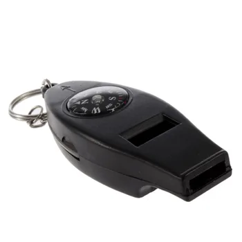 Black 4 in1 Thermometer Whistle Compass Magnifier with Keychain Mini Portable SOS Whistle Outdoor Safety & Survival Tool
Black 4 in1 Thermometer Whistle Compass Magnifier with Keychain Mini Portable SOS Whistle Outdoor Safety & Survival Tool