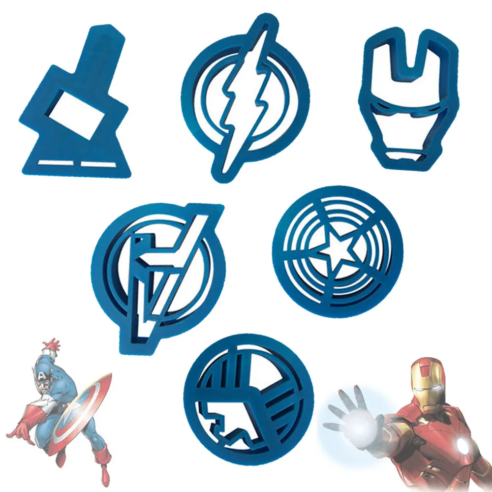 6Pcs/Set Captain Skipper Cake Printing Die Cutting Biscuit Mold Food Grade Plastic Baking Iron Man Avengers Thor Flash Shield
6Pcs/Set Captain Skipper Cake Printing Die Cutting Biscuit Mold Food Grade Plastic Baking Iron Man Avengers Thor Flash Shield
