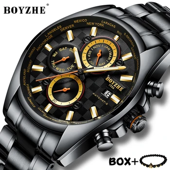 BOYZHE Top Brand Luxury Mechanical Watches Waterproof Wristwatch Luminous Multifunction Full Stainless steel Business Men Watch
BOYZHE Top Brand Luxury Mechanical Watches Waterproof Wristwatch Luminous Multifunction Full Stainless steel Business Men Watch