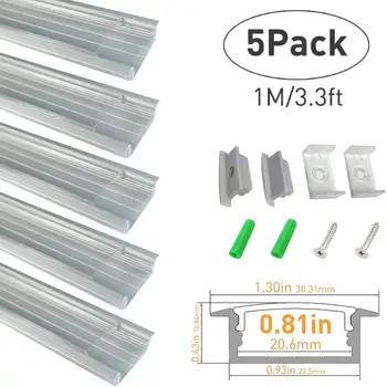 Clear LED Aluminum Channel U Shape 3.3Ft/1M 5 Pack Anodized Sliver Extrustion for <20mm 5050 3528 Flex LED Strip Lights
Clear LED Aluminum Channel U Shape 3.3Ft/1M 5 Pack Anodized Sliver Extrustion for <20mm 5050 3528 Flex LED Strip Lights
