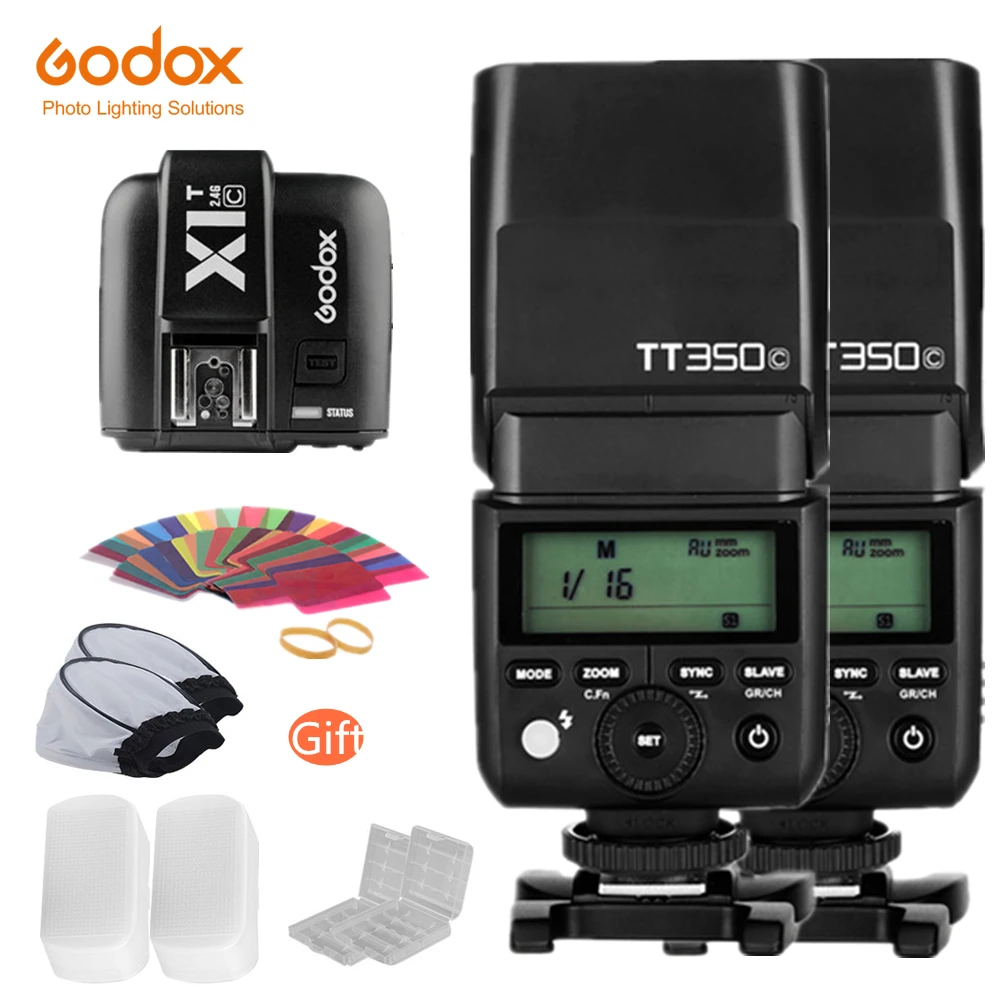 Godox 2x TT350C Mini Flash TTL HSS 1 / 8000s 2.4G wireless with X1T-C 2.4G Wireless Flash Trigger Transmitter for Canon
Godox 2x TT350C Mini Flash TTL HSS 1 / 8000s 2.4G wireless with X1T-C 2.4G Wireless Flash Trigger Transmitter for Canon
