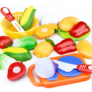 LAIMALA 12PCS Children Play House Toy Cut Fruit Plastic