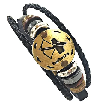 TBJFU 12 Constellations Jewelry Leather Bracelet Men Casual