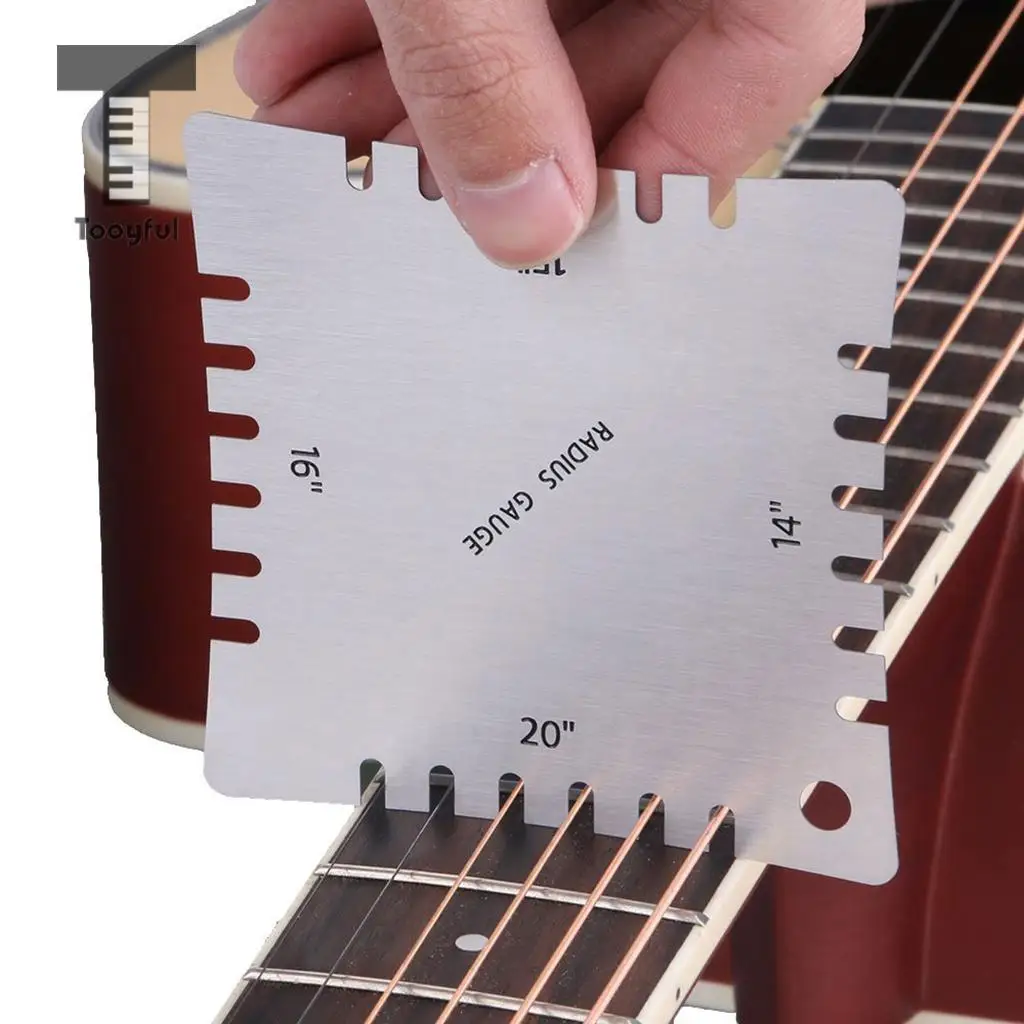 Tooyful Stainless Steel 1x Fretboard Ruler with 6x Radius Gauges Measuring Tools for Guitar Bass Luthier Tool