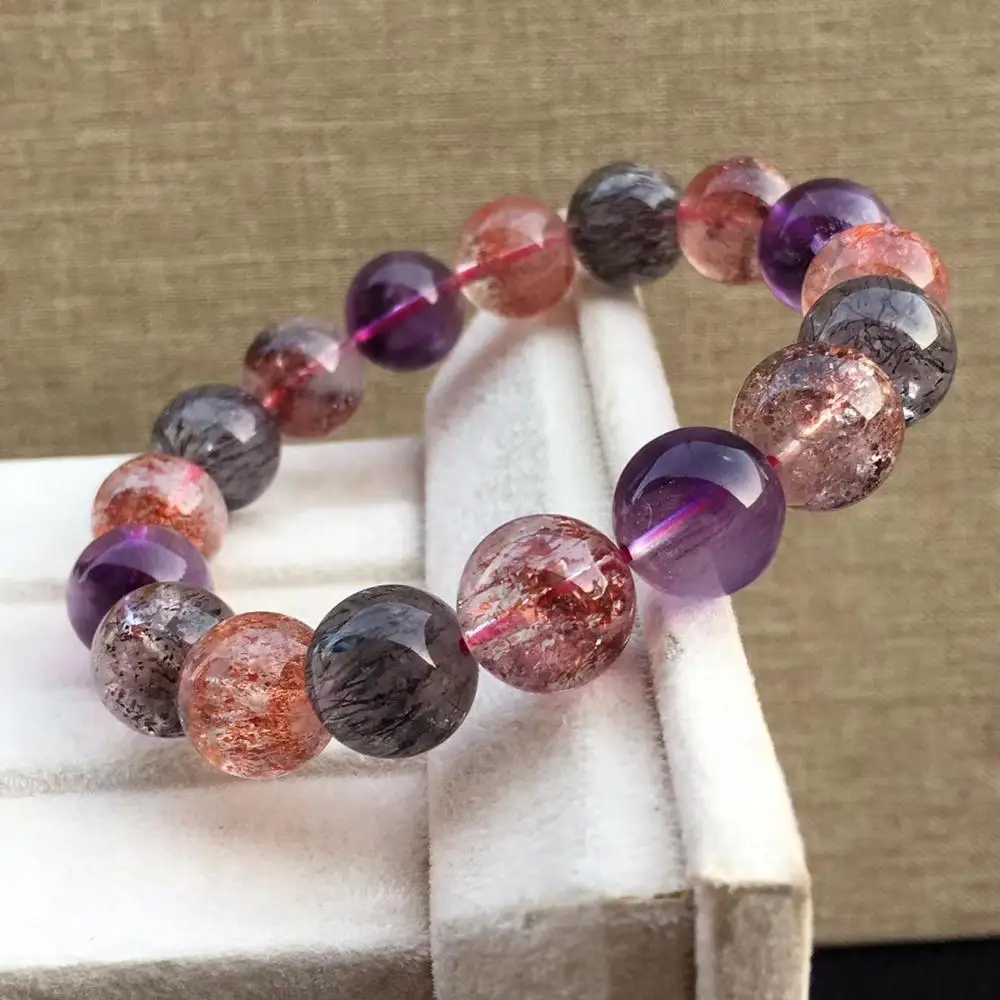 Genuine Natural Super Seven 7 Lepidocrocite Quartz Rutilated Crystal Round Beads Bracelet 12.5mm Women AAAAAA Certificate
Genuine Natural Super Seven 7 Lepidocrocite Quartz Rutilated Crystal Round Beads Bracelet 12.5mm Women AAAAAA Certificate