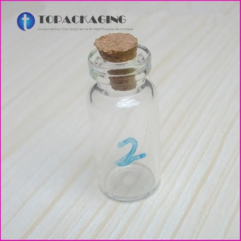 

500PCS*2ML Glass Bottle With Cork Lid Cosmetic Test Vials Empty Perfume Packing Small Essence Oil Container Serum Refillable