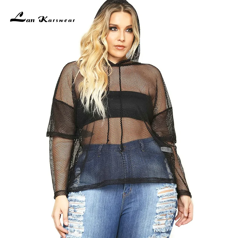 Lan Karswear Plus Size Sexy Mesh Sheer Fishnet Hoodie Ladies Pullover Beach Streatwear Hollow Out Sweatshirts Free Shipping
Lan Karswear Plus Size Sexy Mesh Sheer Fishnet Hoodie Ladies Pullover Beach Streatwear Hollow Out Sweatshirts Free Shipping
