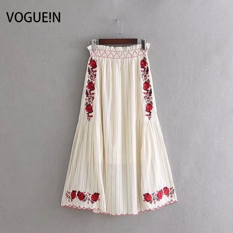 VOGUEIN New Womens Vintage Floral Embroidery Striped Print Elastic Waist A-Line Skirt Wholesale
VOGUEIN New Womens Vintage Floral Embroidery Striped Print Elastic Waist A-Line Skirt Wholesale