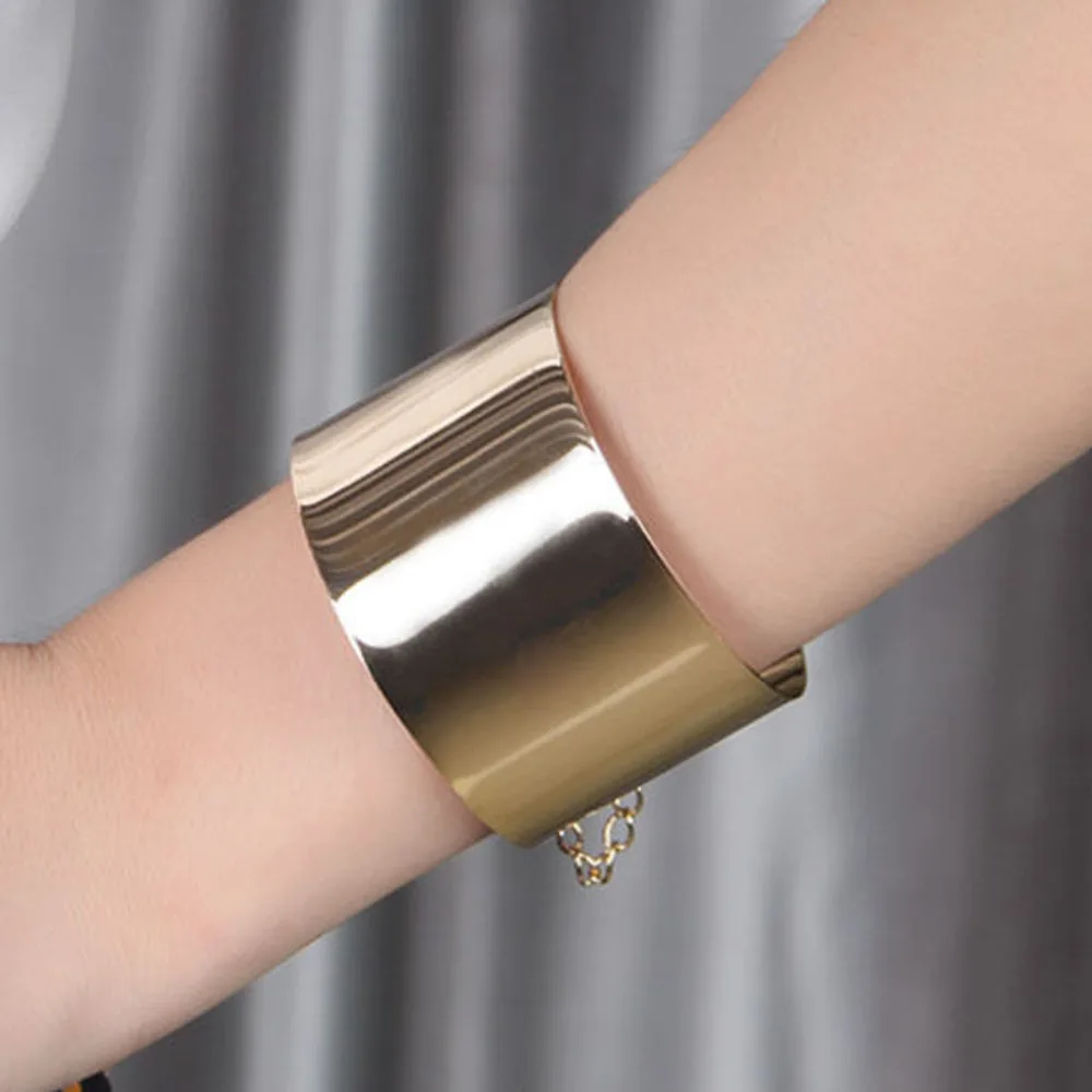 Fashion Jewelry Exaggerated Wide Face Punk Wide Flat Silver Bracelet Women Mirror Cuff Retro Big Gold Bangles BL-0402
Fashion Jewelry Exaggerated Wide Face Punk Wide Flat Silver Bracelet Women Mirror Cuff Retro Big Gold Bangles BL-0402