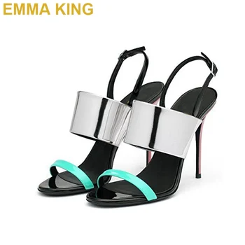 EMMA KING 2019 Sexy Open Toe Women Summer Shoes Slingback Sandals Cyan & Silver Mirror Leather Stiletto Heels Ladies Shoes 35-43
EMMA KING 2019 Sexy Open Toe Women Summer Shoes Slingback Sandals Cyan & Silver Mirror Leather Stiletto Heels Ladies Shoes 35-43