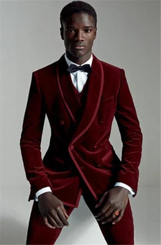 Velvet Custom Made 3 PCs (Jacket+Pants+Vest+tie) Burgundy Men Suits Wedding Suits for Men Groom Tuxedos Business Formal Suit
Velvet Custom Made 3 PCs (Jacket+Pants+Vest+tie) Burgundy Men Suits Wedding Suits for Men Groom Tuxedos Business Formal Suit
