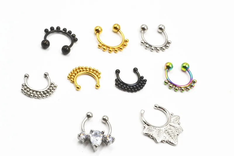 Lot 50pcsPunk Clip On Fake Nose Hoop Rings Earrings Body Piercing All Stainless Steel Non Piercing Nose Rings Free shipment
Lot 50pcsPunk Clip On Fake Nose Hoop Rings Earrings Body Piercing All Stainless Steel Non Piercing Nose Rings Free shipment