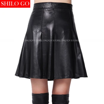 Autumn spring fashion new women high quality sheepskin high waist A-Line zipper office OL pleated black leather skirt 3XL
Autumn spring fashion new women high quality sheepskin high waist A-Line zipper office OL pleated black leather skirt 3XL