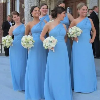 Cheap Blue Chiffon Scoop Long Bridesmaid dresses 2020 Sexy One Shoulder Women Elegant Beach Vestido De Festa
Cheap Blue Chiffon Scoop Long Bridesmaid dresses 2020 Sexy One Shoulder Women Elegant Beach Vestido De Festa
