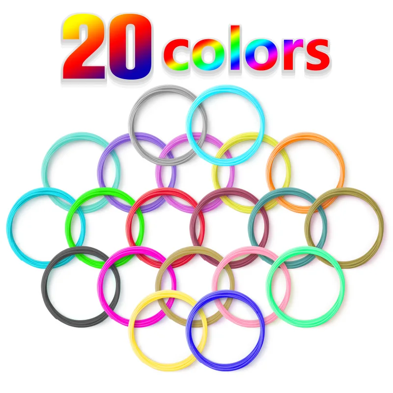 20 Colors Each Color 10 Meter 1.75MM PLA 3D Printing Pen Filament Refills,20 Rolls 10m 3D Printing Drawing Pen Filament Supplies
20 Colors Each Color 10 Meter 1.75MM PLA 3D Printing Pen Filament Refills,20 Rolls 10m 3D Printing Drawing Pen Filament Supplies