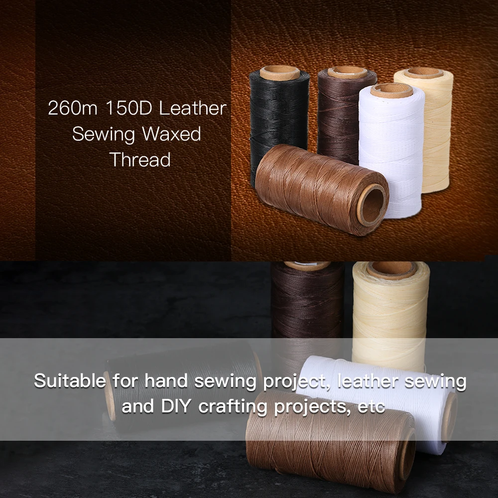 260m 150D 0.8mm DIY Waxed Thread Leather Sewing Hand Stitching Waxed Thread String Cord for Arts Crafts Shoe Hat Leather Clothes
260m 150D 0.8mm DIY Waxed Thread Leather Sewing Hand Stitching Waxed Thread String Cord for Arts Crafts Shoe Hat Leather Clothes