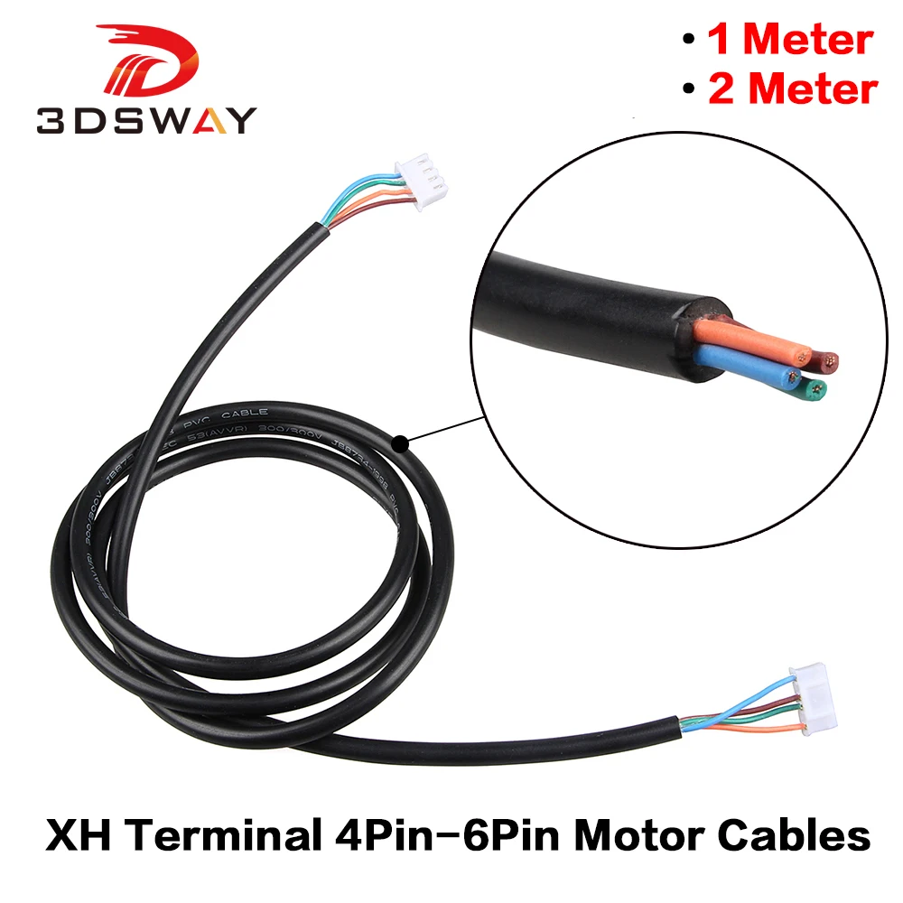 3DSWAY 3D Printer Parts 4pcs/lot Nema17 Wire 42 Stepping Motor Cables XH2.54 Terminal 4Pin-6Pin Connector 1 Meter 2M Leadwire
3DSWAY 3D Printer Parts 4pcs/lot Nema17 Wire 42 Stepping Motor Cables XH2.54 Terminal 4Pin-6Pin Connector 1 Meter 2M Leadwire