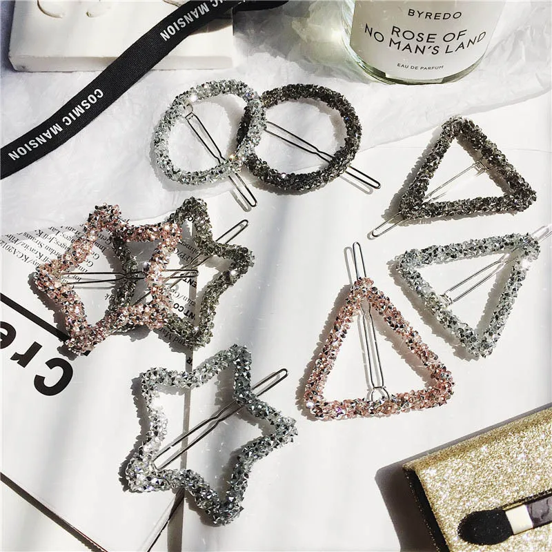 2018 Fashion Korean Crystal Rhinestone Hairpin Barrettes Hair Clip Five-pointed Star Triangle Round Frog Clip Hairpins N230
2018 Fashion Korean Crystal Rhinestone Hairpin Barrettes Hair Clip Five-pointed Star Triangle Round Frog Clip Hairpins N230