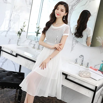 Elegant Temperament Chiffon Summer Dresses Ukraine Striped Patchwork Office Lady Dress Female Classical Feminina Vestidos
Elegant Temperament Chiffon Summer Dresses Ukraine Striped Patchwork Office Lady Dress Female Classical Feminina Vestidos