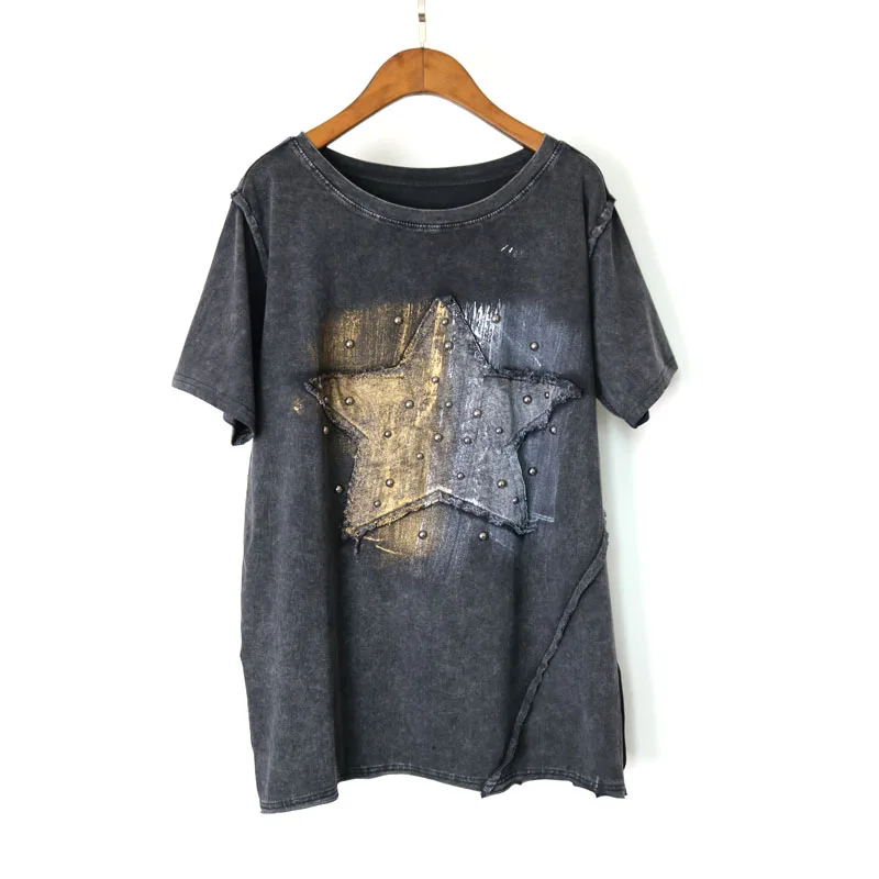 Europe PUNK RIvet 2017 New fashion Summer Clothing short Sleeve Women's T-shirt Bronzing graffiti Thin Female Tops Tee Shirts
Europe PUNK RIvet 2017 New fashion Summer Clothing short Sleeve Women's T-shirt Bronzing graffiti Thin Female Tops Tee Shirts