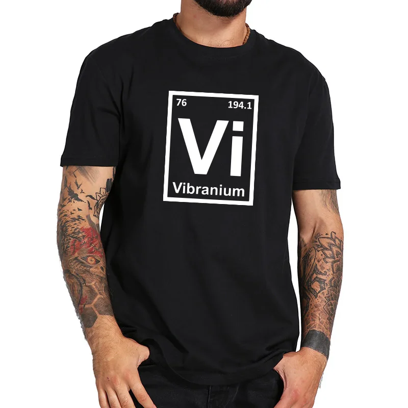 Mayma Geek T shirt Vibranium VI Element Shirts Homme Top Quality Cotton Science t shirt US Size Wakanda Forever
Mayma Geek T shirt Vibranium VI Element Shirts Homme Top Quality Cotton Science t shirt US Size Wakanda Forever