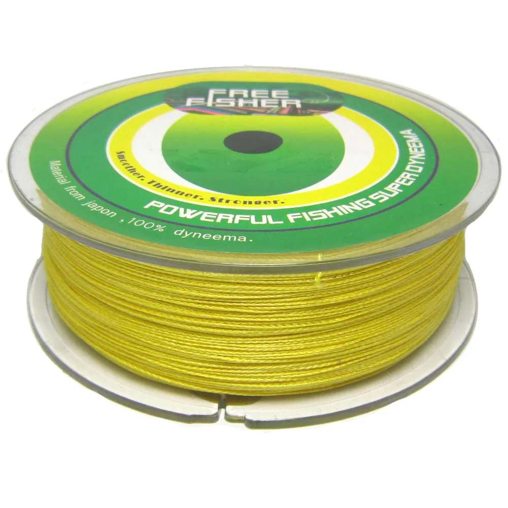 Рыболовная плетеная леска Free Fisher Yellow сверхпрочная из ПЭ 300 м 20-70 фунтов 100% | Спорт и