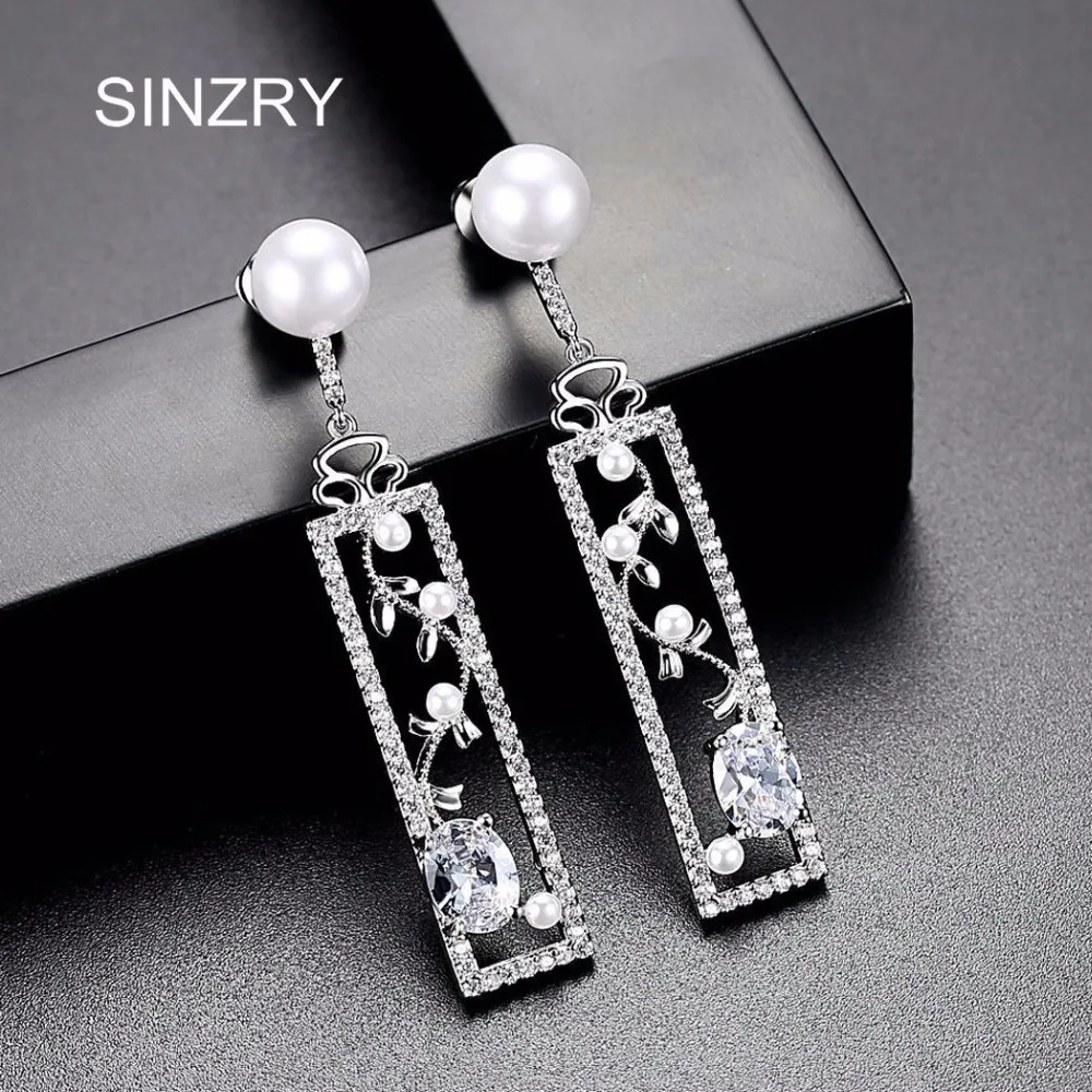 SINZRY Brand Delicate Geometic hollow Clear Imitation Pearl CZ Drop Earrings lady flower earring Gift For Girl Friend Wife Mom
SINZRY Brand Delicate Geometic hollow Clear Imitation Pearl CZ Drop Earrings lady flower earring Gift For Girl Friend Wife Mom