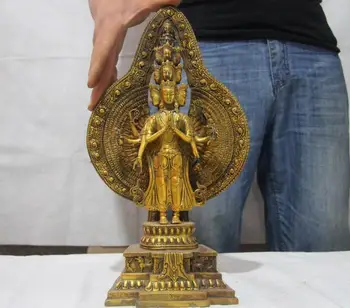 15" Tibet Buddhism Thousand Hand Guanyin Bronze gild kwan-yin Bodhisattva Statue
15" Tibet Buddhism Thousand Hand Guanyin Bronze gild kwan-yin Bodhisattva Statue