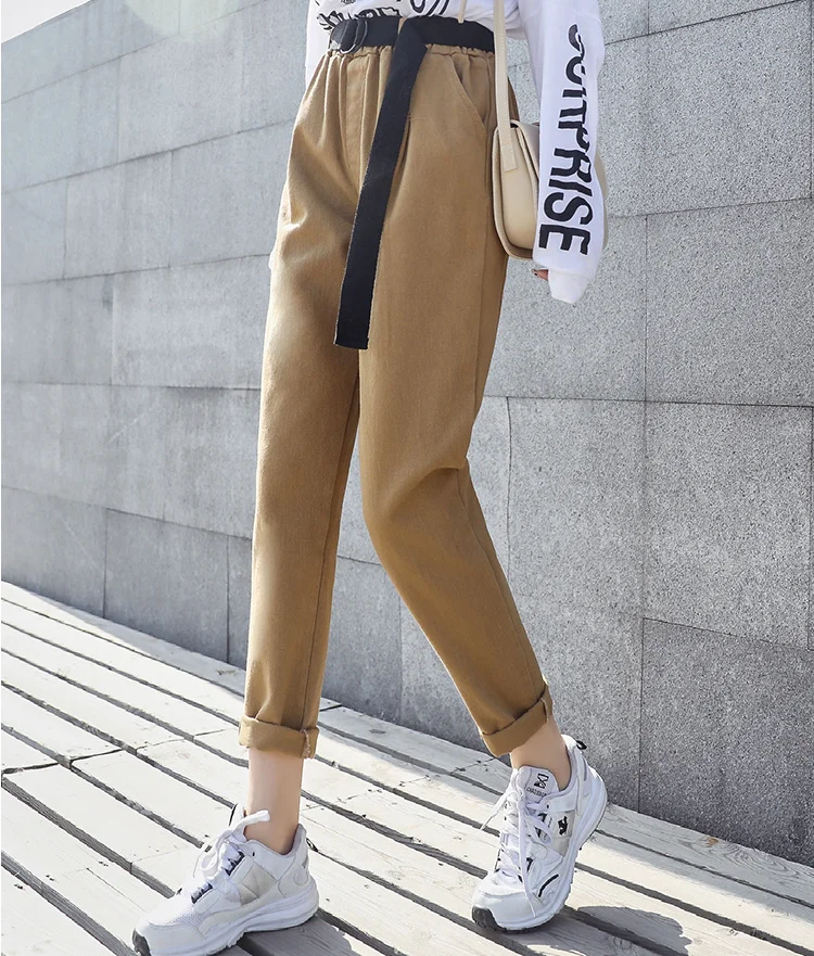 High Waist Pants Spring New Arrival 2019 Women Korean Style Casual Belt Harem Pants Khaki Black Trousers pontalon femme B188
High Waist Pants Spring New Arrival 2019 Women Korean Style Casual Belt Harem Pants Khaki Black Trousers pontalon femme B188
