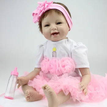 55CM Smile Face Bebe Reborn Doll Lifelike Soft Silicone Reborn Baby Dolls Toys For Girls Birthday Gift Fashion Baby Dolls
55CM Smile Face Bebe Reborn Doll Lifelike Soft Silicone Reborn Baby Dolls Toys For Girls Birthday Gift Fashion Baby Dolls