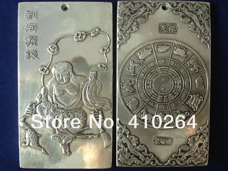 Shipping Old tibet Silver Bronze Nepal Bangs Lay Money Statue Thangka Amulet