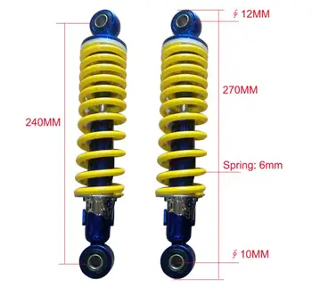 2 pieces shock absorber 240MM 9 inch spring diameter 6MM suitable for small electric bicycle yellow
2 pieces shock absorber 240MM 9 inch spring diameter 6MM suitable for small electric bicycle yellow