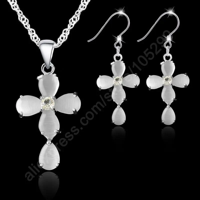 JEXXI Fashion Jewelry Sets 925 Sterling Silver Cross Crystal Pendant Necklaces Hook Earrings For Women Best Gifts Free Ship
JEXXI Fashion Jewelry Sets 925 Sterling Silver Cross Crystal Pendant Necklaces Hook Earrings For Women Best Gifts Free Ship