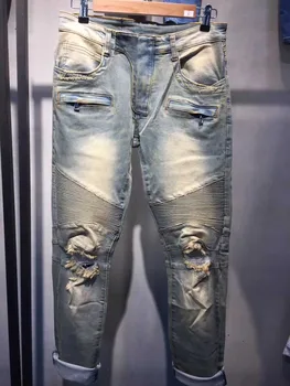 high quality 2019 New Arrival famous brand mens designer korean fashion slim skinny overall denim Punk pleated biker jeans
high quality 2019 New Arrival famous brand mens designer korean fashion slim skinny overall denim Punk pleated biker jeans