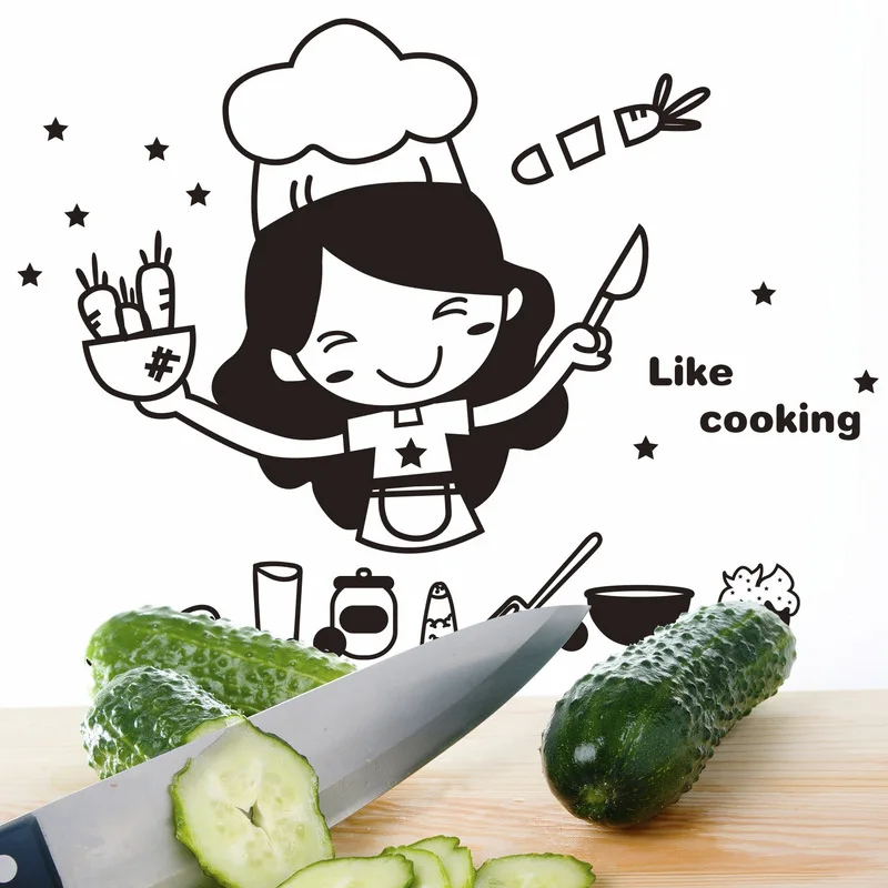 Removable Waterproof Creative Cute Chef Cut Vegetables Kitchen Restaurant Wall Sticker Cartoon Refrigerator Sticker
Removable Waterproof Creative Cute Chef Cut Vegetables Kitchen Restaurant Wall Sticker Cartoon Refrigerator Sticker