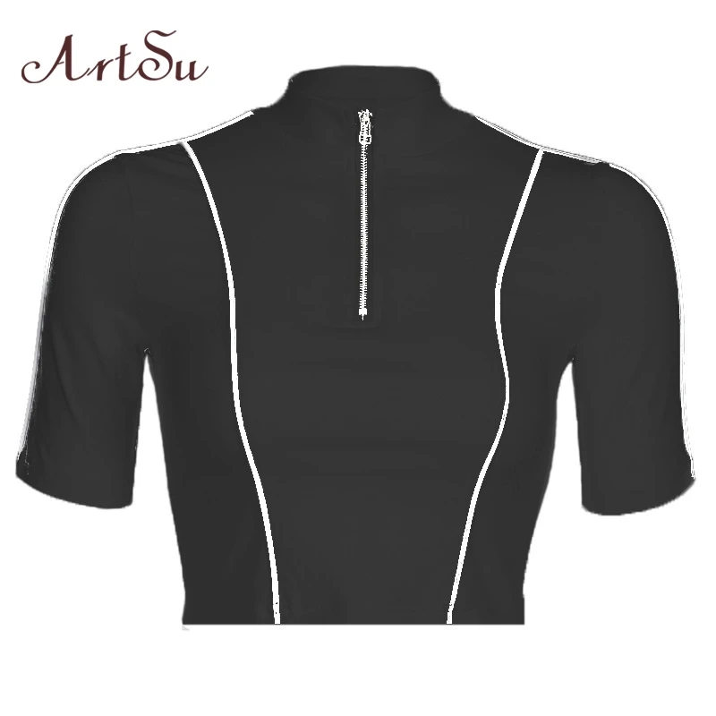 ArtSu Reflective Striped Shirt Womens Tshirts Casual Crop Tee White T Shirt Fitness Womans Tshirt Short Sleeves Summer ASTS21008
ArtSu Reflective Striped Shirt Womens Tshirts Casual Crop Tee White T Shirt Fitness Womans Tshirt Short Sleeves Summer ASTS21008