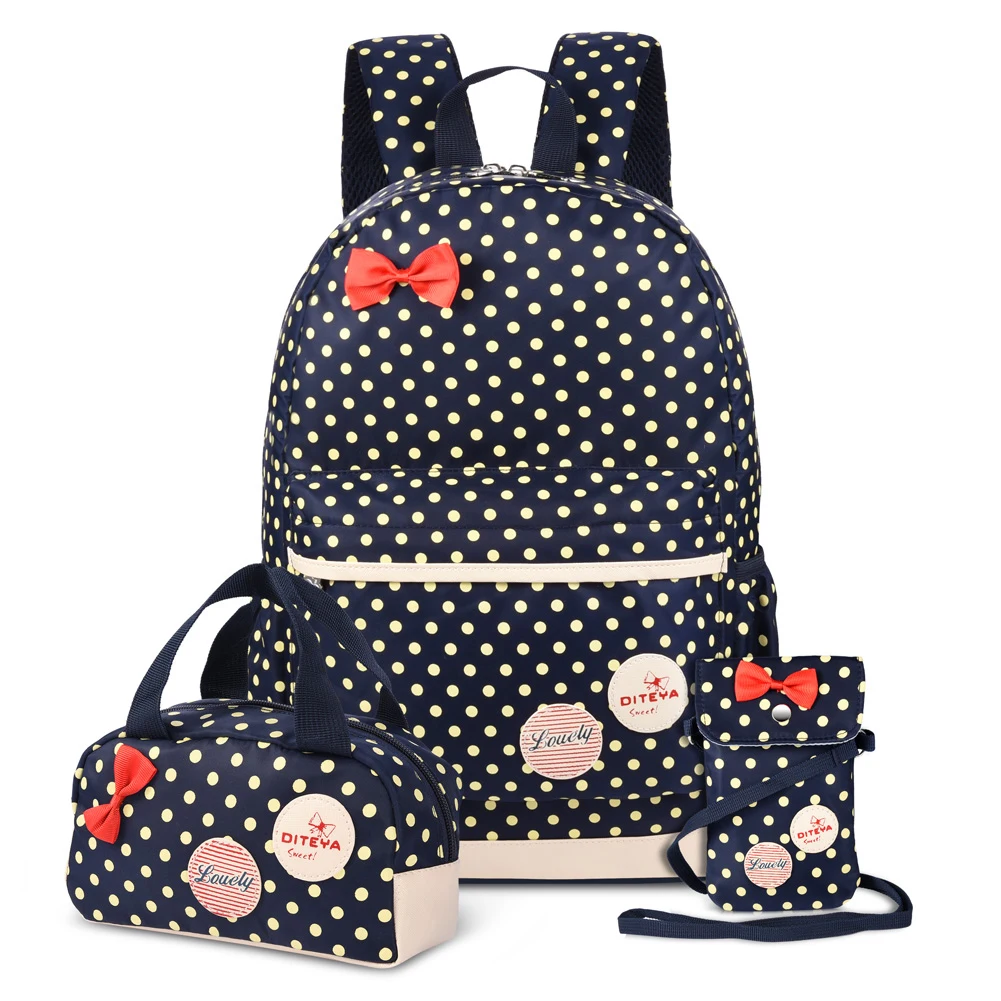 Vbiger 3 в 1 школьная сумка Водонепроницаемый нейлоновый рюкзак горошек Bookbags