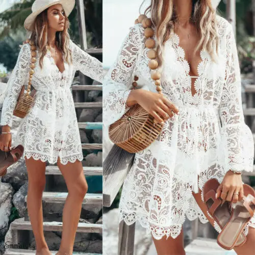 2019 New Summer Women Bikini Cover Up Floral Lace Hollow Crochet Swimsuit Cover-Ups Bathing Suit Beachwear Tunic Beach Dress Hot
2019 New Summer Women Bikini Cover Up Floral Lace Hollow Crochet Swimsuit Cover-Ups Bathing Suit Beachwear Tunic Beach Dress Hot