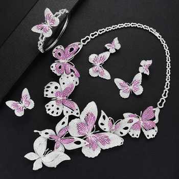 

GODKI Luxury Lariat Butterfly African Cubic Zircon CZ Nigerian Jewelry sets For Women Wedding Dubai Gold Bridal Jewelry Set 2019