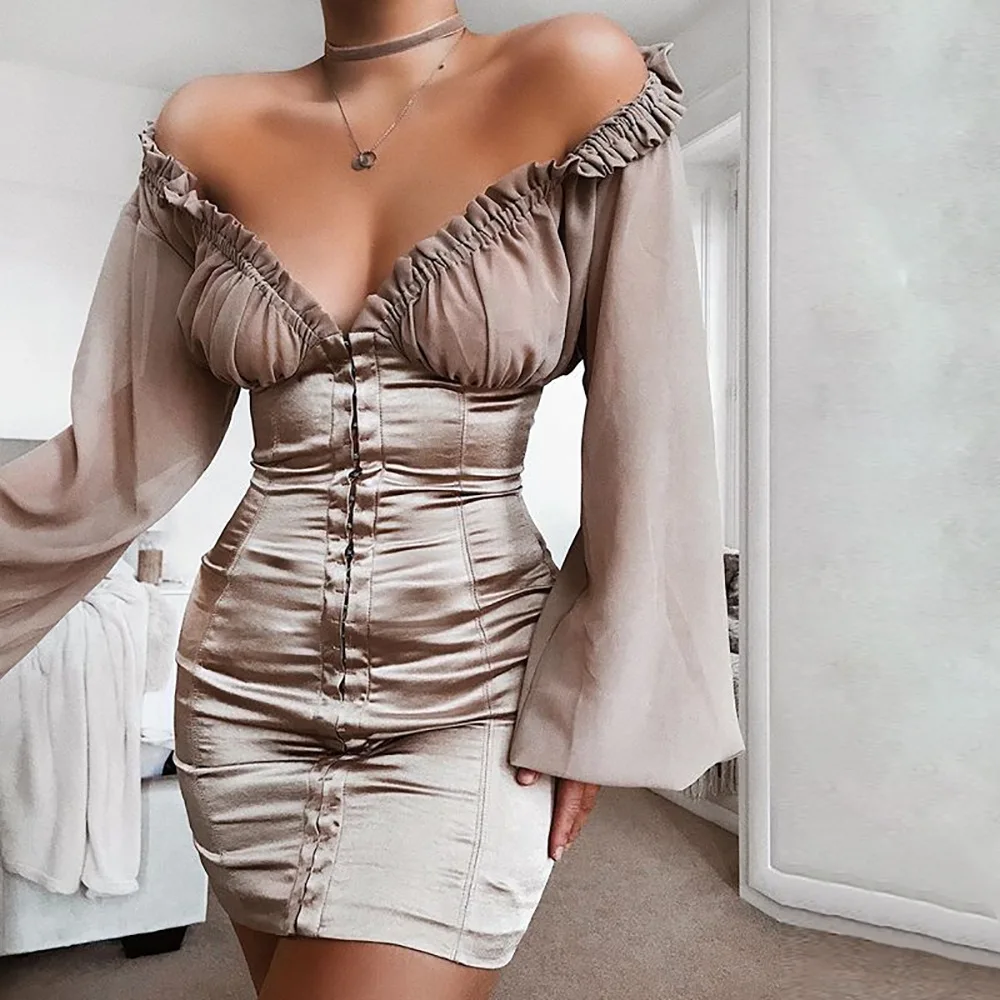 Office Lady 2019 Summer Dress Women Fashion Long Mesh Sleeve Sexy Mini Dress Femme V-neck Bodycon Dress Slim Party Dress Rode
Office Lady 2019 Summer Dress Women Fashion Long Mesh Sleeve Sexy Mini Dress Femme V-neck Bodycon Dress Slim Party Dress Rode