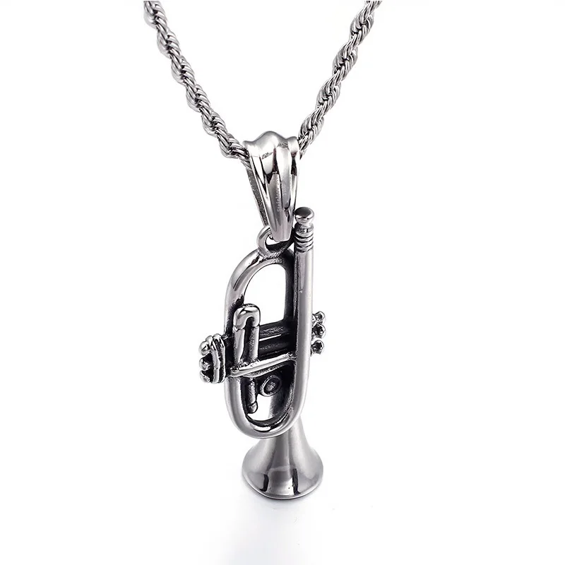 Wholesale Stainless Steel Ornament Retro Titanium Steel Necklace Pendant Horn Musical Instrument Creative Music Pendant
Wholesale Stainless Steel Ornament Retro Titanium Steel Necklace Pendant Horn Musical Instrument Creative Music Pendant