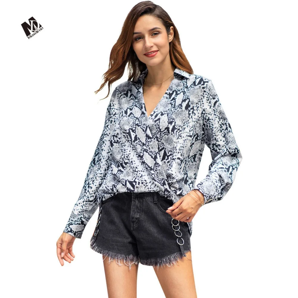 Maxdrioo Sping 2019 Women Girls Loose Lapel Wrap Blouse Shirt Long Sleeve Snakeskin Printed Turn Down Collar Blouse Top
Maxdrioo Sping 2019 Women Girls Loose Lapel Wrap Blouse Shirt Long Sleeve Snakeskin Printed Turn Down Collar Blouse Top