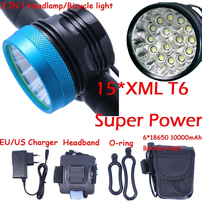 15T6 New Cycling bicycle bike light 18000 Lumens 15 x XM-L T6 LED Headlamp Headlight lamps + 8.4V battery Pack
15T6 New Cycling bicycle bike light 18000 Lumens 15 x XM-L T6 LED Headlamp Headlight lamps + 8.4V battery Pack