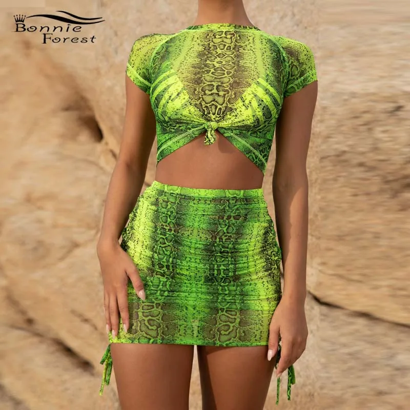 Bonnie Forest Fashion Green Leopard Print Skirt Set 2 Pieces Summer Women Sexy Mesh Crop Top and Skirt Matching Sets Wholesale
Bonnie Forest Fashion Green Leopard Print Skirt Set 2 Pieces Summer Women Sexy Mesh Crop Top and Skirt Matching Sets Wholesale