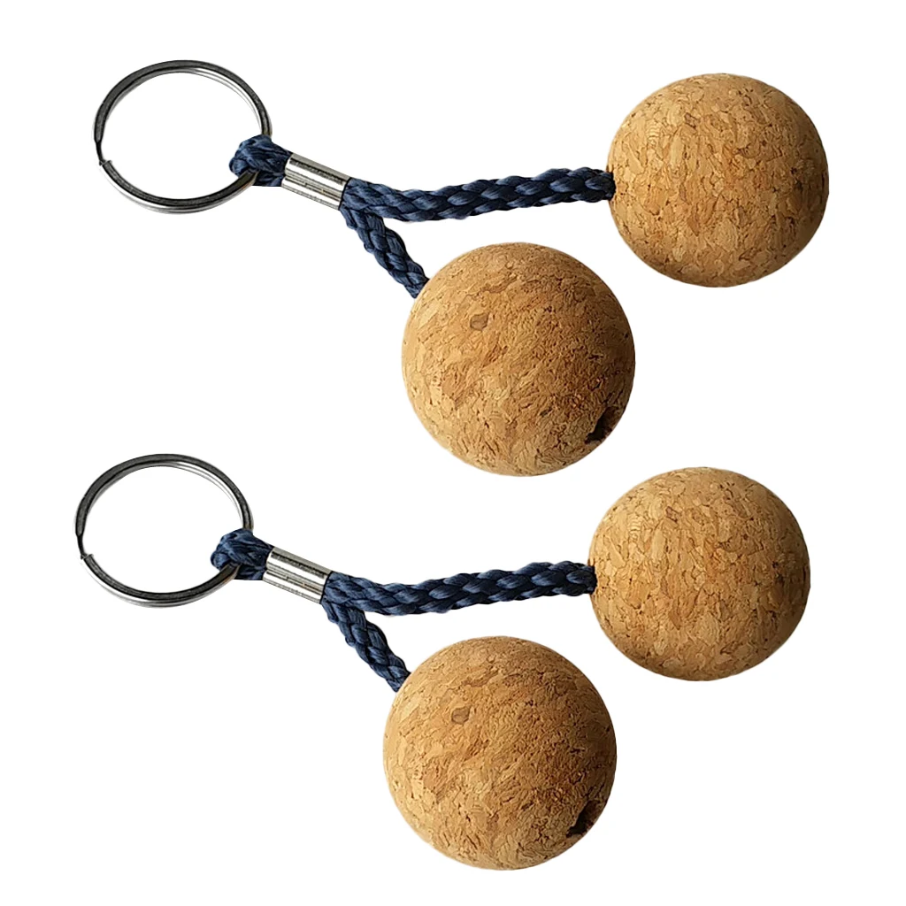 Pack of 2 Floating Key Rings Double Cork Ball Keychain Kayak Boat Marine Yacht Surf Swim Water Buoy Key Floats Key Fob Accessory