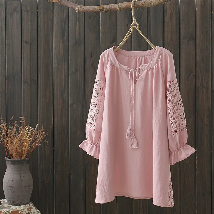KYQIAO roupa feminina women clothes 2019 mori girls Japanese style boho three quarter sleeve blue pink white hollow blouse shirt
KYQIAO roupa feminina women clothes 2019 mori girls Japanese style boho three quarter sleeve blue pink white hollow blouse shirt