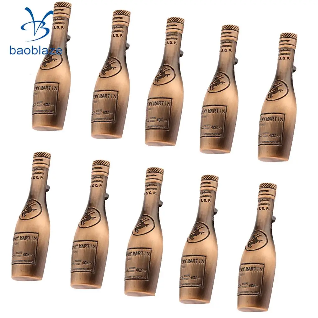 10Pieces Wine Bottle Shaped Home Kitchen Cupboard Cabinet Door Drawer Bin Pull Handle Grip Knob Red bronze