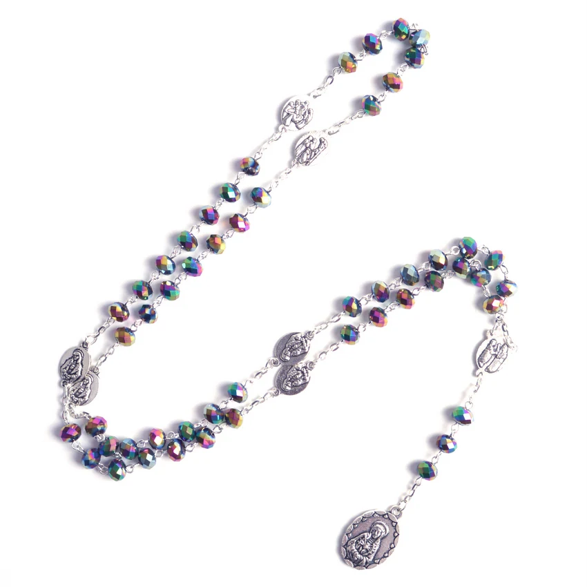 New Fashion SEVEN SORROWS Religious Colorful Faceted Elliptical Crystal Beads Chain Rosary Necklace
New Fashion SEVEN SORROWS Religious Colorful Faceted Elliptical Crystal Beads Chain Rosary Necklace